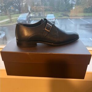 Vella Pais Black Single Monk Strap Dress Shoes